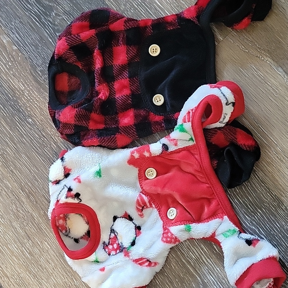 Pair of dog Christmas sweaters